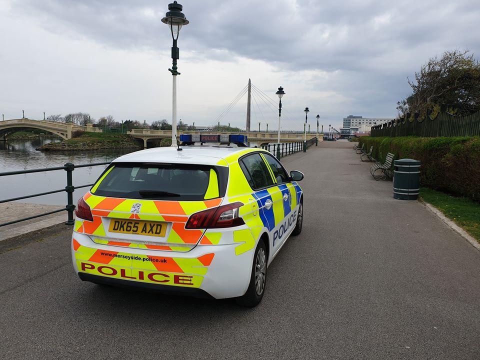 Police have thanked people in Southport and Formby for staying home over Easter and respecting government advice over the spread of coronavirus. Police on patrol in King's Gardens in Southport.