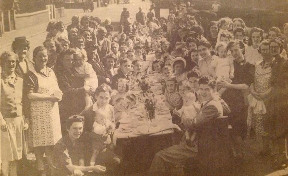 People in Southport celebrate VE Day on May 8, 1945. A VE celebration on Warren Road in Southport