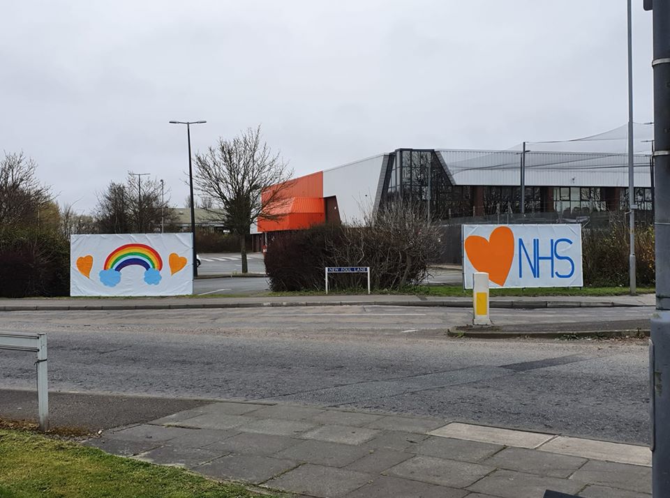A huge rainbow banner supporting the NHS has appeared at Kew roundabout in Southport. Photo by Tracy Nunn