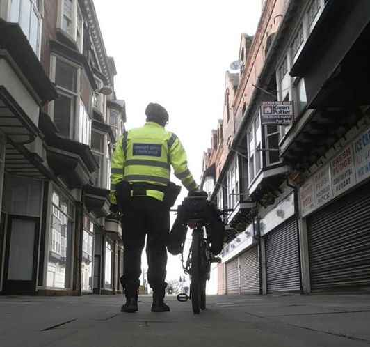 Police have thanked people in Southport and Formby for staying home over Easter and respecting government advice over the spread of coronavirus. A police officer patrols Scarisbrick Avenue in Southport