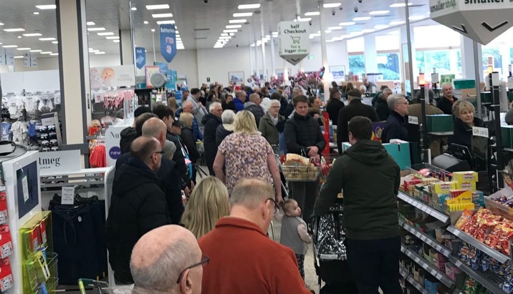 Shoppers at Morrisons supermarket in Southport. Photo by Andrew Brown Media