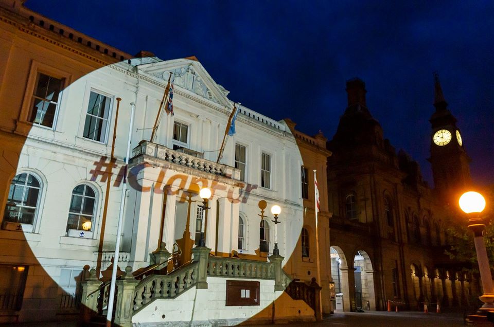 The Clapping Hands artwork by Ian Berry was projected onto the front of Southport Town Hall and Bootle Town Hall on Clap For Carers night on Thursday May 22, 2020. Photo by Angus Matheson of Wainwright & Matheson Photography