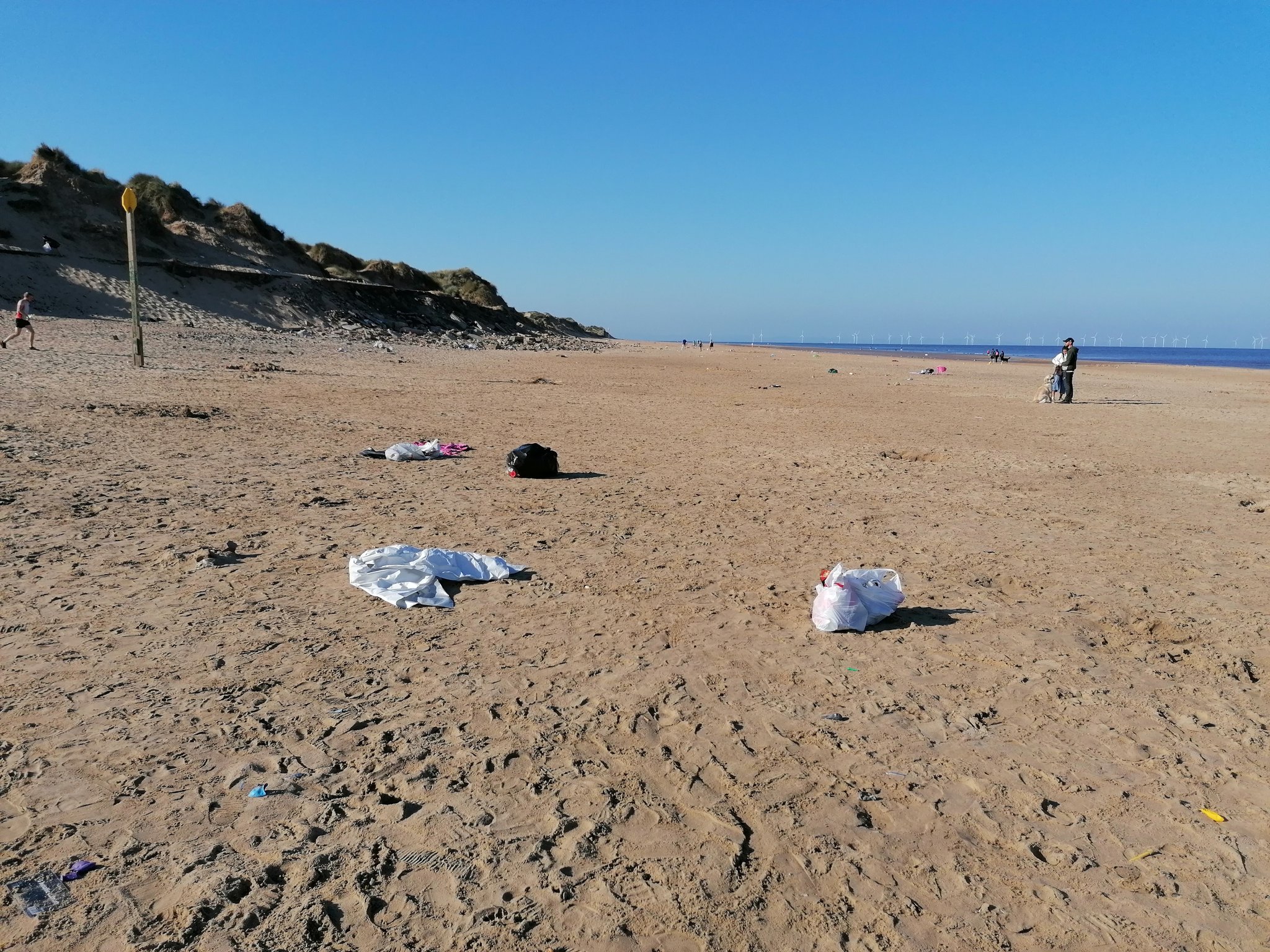 Formby Beach has been left covered in litter by visitors, in this picture shared by Plastic Free Formby