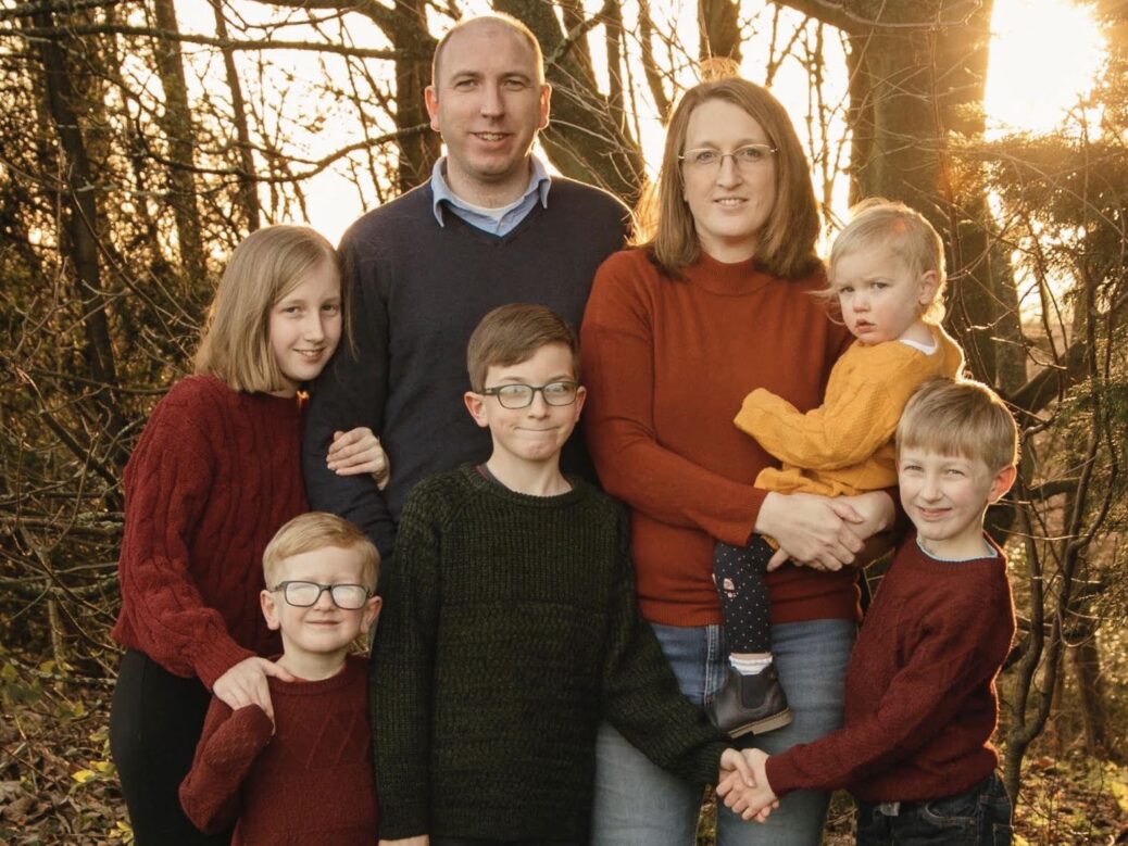 Mother-of-five, local GP and now a home educator, Jenni Rigby; her husband, Peter Rigby, who is the Bishop of the Southport branch of the Church of Jesus Christ of Latter-Day Saints, on Preston New Road in Southport; and their children.