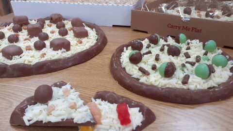 Pizzas made from chocolate on sale as Southport shop reopens after lockdown