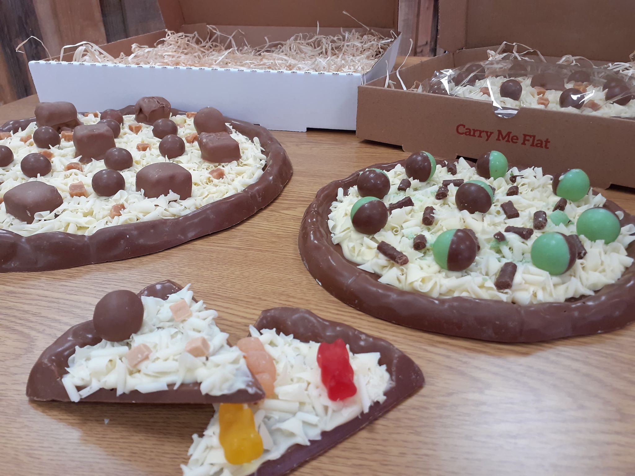 Chocolate pizza at Chocolate Whirled in Southport