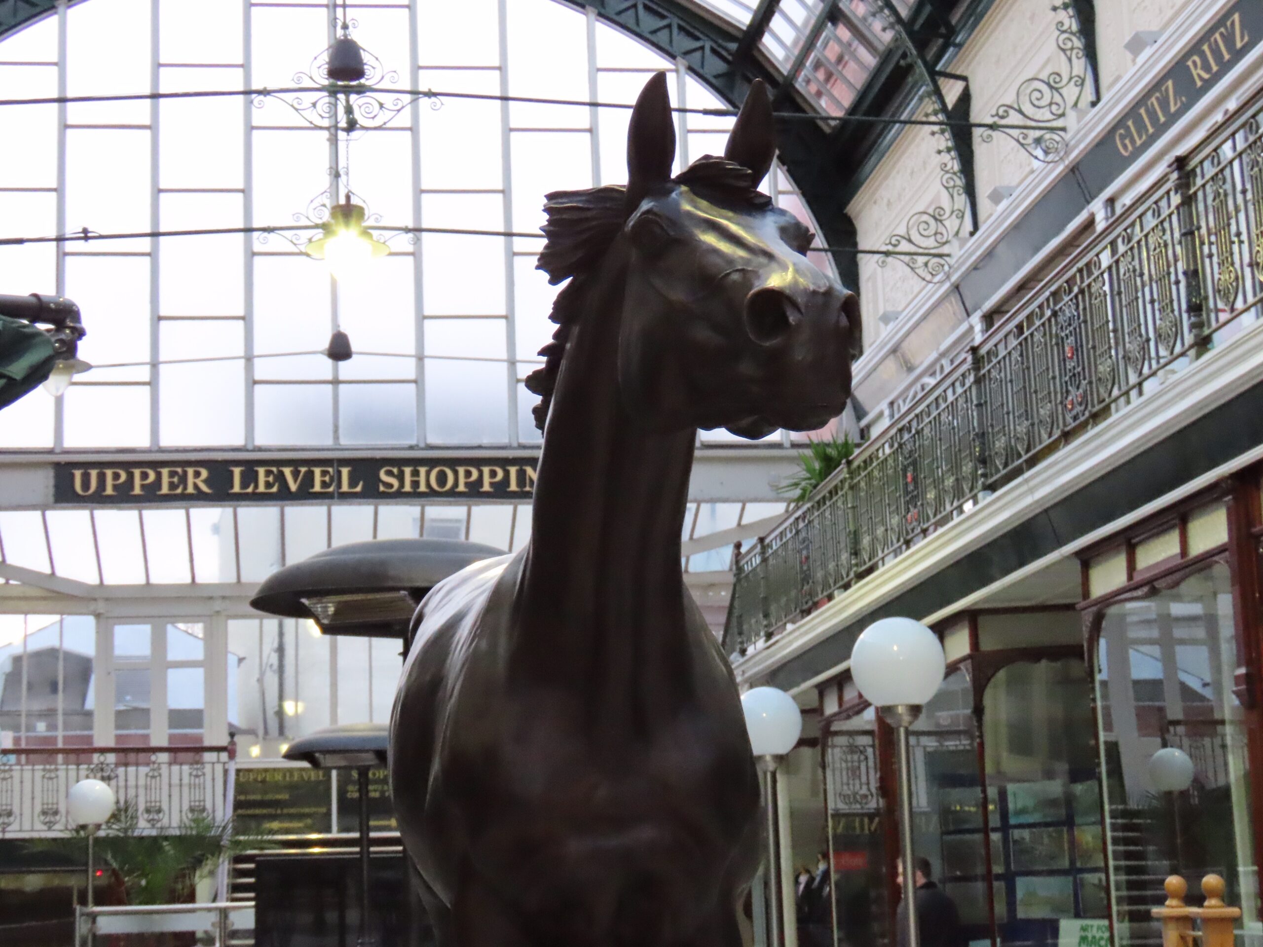 The Red Rum statue inside Wayfarers Arcade in Southport. Photo by Andrew Brown Media