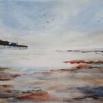 095. Southport Beach, Pam Harley, Acrylic, £90, 16x12 inch. Part of The Sefton Open display being organised by The Atkinson in Southport