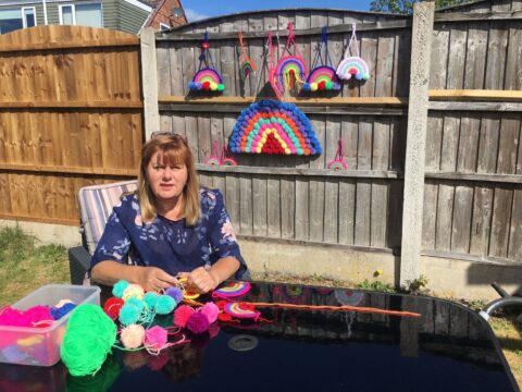 Therapy assistant learns to make crochet rainbows to raise funds for Queenscourt Hospice