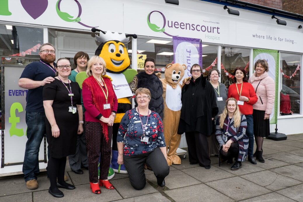 Staff and supporters at the official opening of the new Queenscourt Hospice shopn on Bispham Road in Southport in February 2020