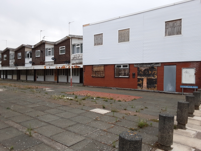 Derelict buildings on Sandbrook Way in Woodvale in Southport