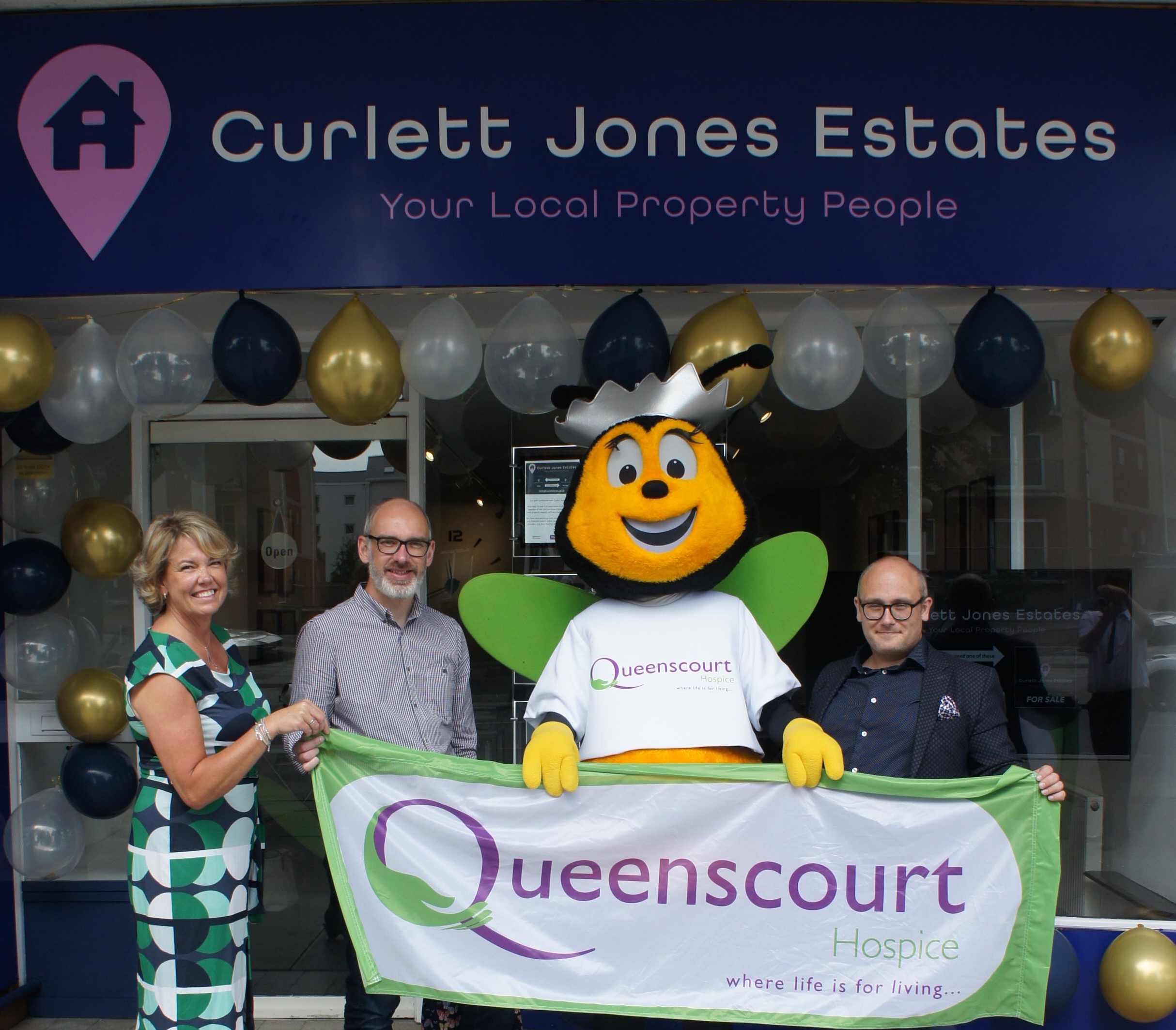 Curlett Jones Estates has opened on Lord Street in Southport with help from Queenscourt Hospice mascot Queenie Bee