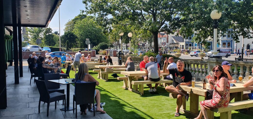 The new Garden Bar outside the Lord Street Hotel and Punch Tarmey's bar on Lord Street in Southport.
