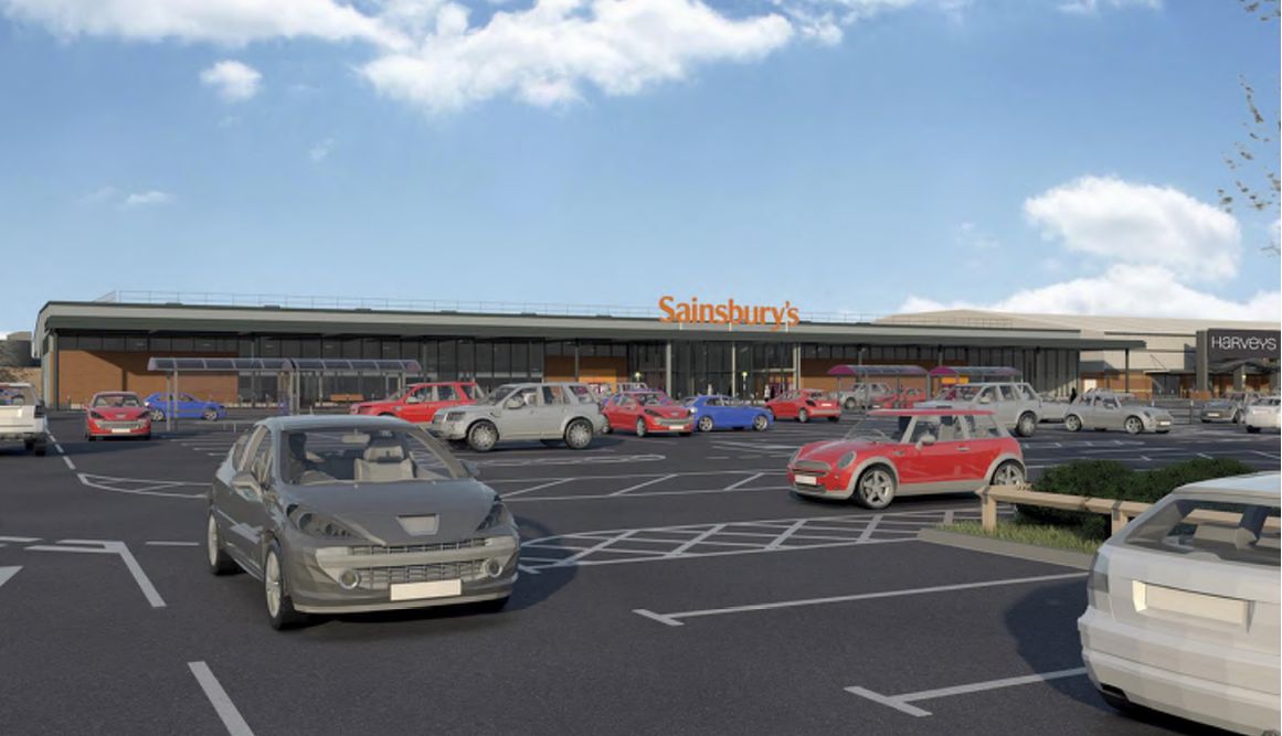 An artist's impression of the proposed new Sainsbury's supermarket at Meols Cop retial park in Southport