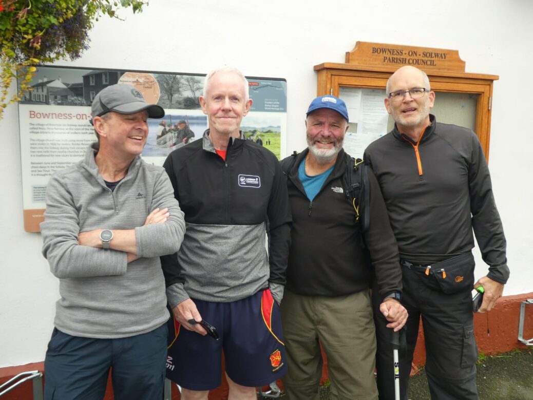 The “Coastbusters” (from left to right) – David, Phil, Donald and Mike at the start of the walk at Bowness on Solway