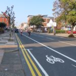 Work is taking place to create new pop up cycle lanes on roads including Hoghton Street and Queens Road in Southport. Photo by Andrew Brown Media