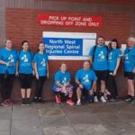 NHS staff from Southport Hospital walked from Southport to Liverpool on Wednesday 17 September, 2020 to raise money for a new minibus for patients at the North West Regional Spinal Injuries Centre in Southport. They are pictured outside Southport Hospital