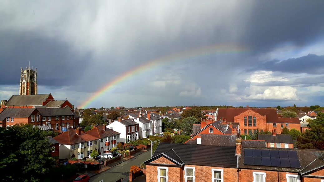 A rainbow of hope above Southport. Photo by Fraser Brown