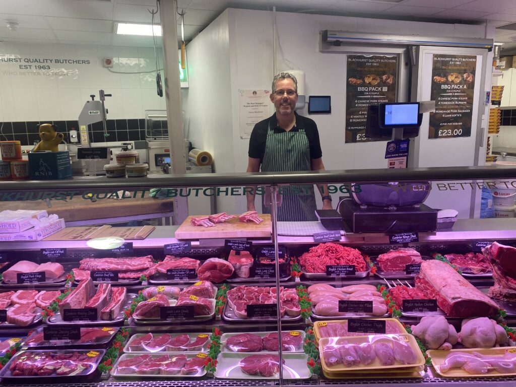 Owner Tony Blackhurst at Blackhurst Butchers in Southport Market