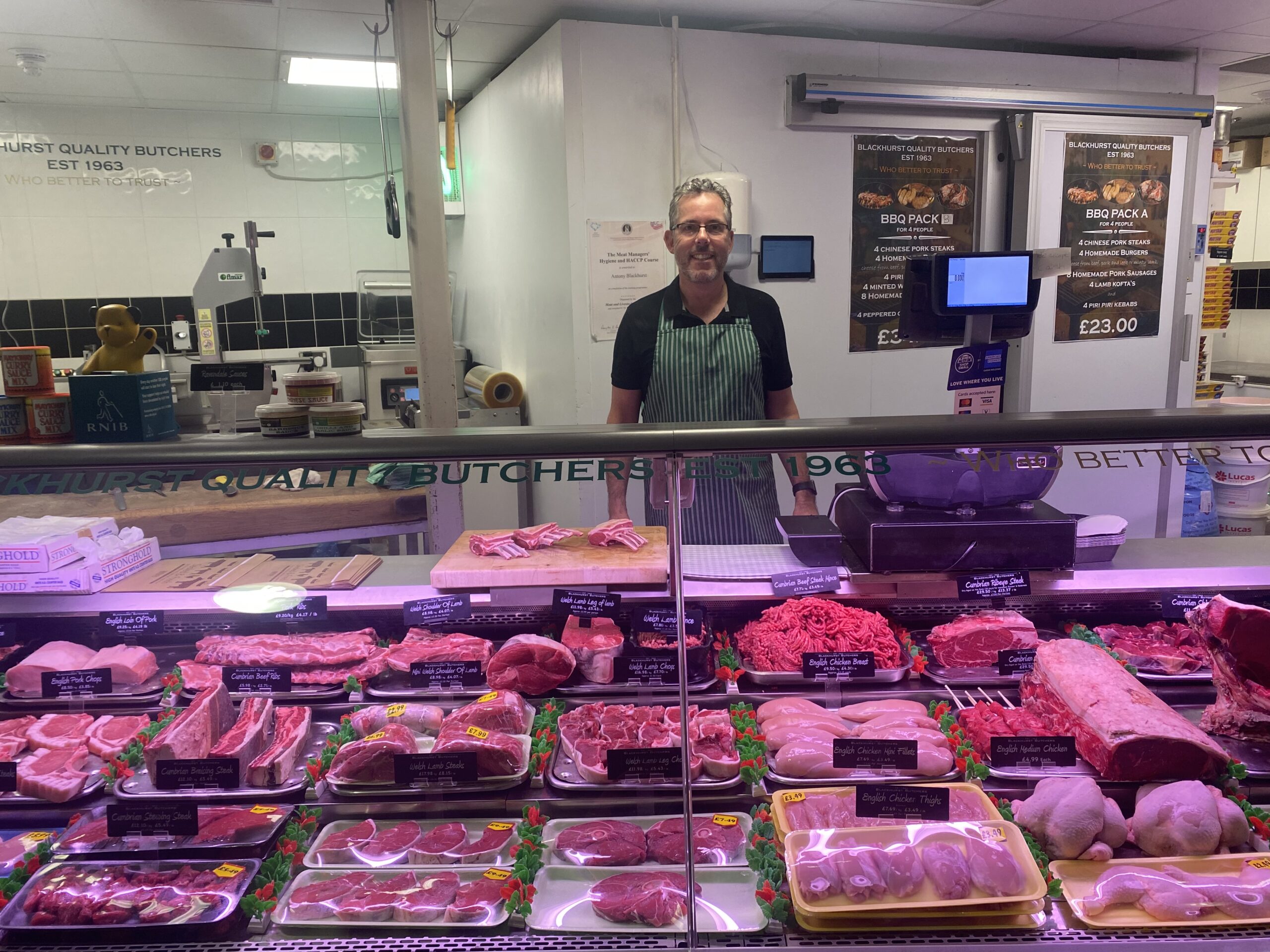 Owner Tony Blackhurst at Blackhurst Butchers in Southport Market