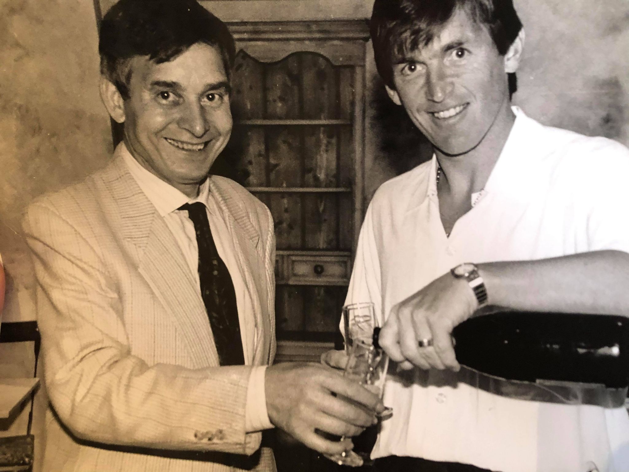 Restaurateur Erasmo Grossi (left) and Liverpool FC star Kenny Dalglish at Casa Italia restauranton Lord Street in Southport