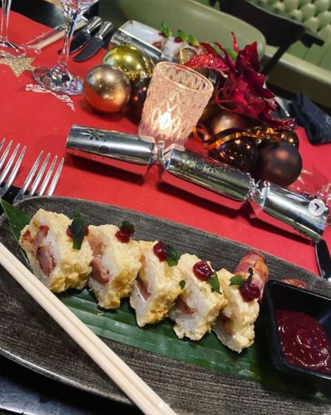 Turkey, stuffing & cranberry sushi rolls served with pigs and blankets on the side and Brie, pigs in blankets & cranberry tempura are now available at The Vincent Hotel in Southport