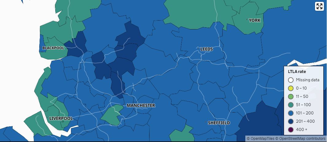 The Covid map of Sefton and elsewhere in the North West leading up to 7 December 2020