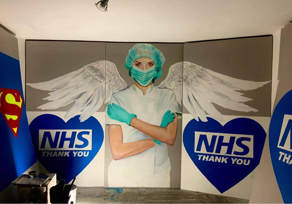 Part of Rob Newbiggin's huge mural in tribute to the NHS which has been commissioned by Mark Cunningham, owner of Anthony James Estate Agents