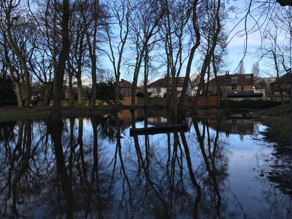 Flooding at Botanic Gardens in Churchtown in Southport. Photo by Andrew Brown Media
