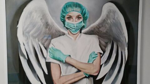 ‘Our Angel’ – stunning artwork of NHS Covid nurse with angel wings takes pride of place at Southport Hospital