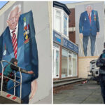 The mural of Captain Sir Tom Moore in Southport painted by artist Robert Newbiggin