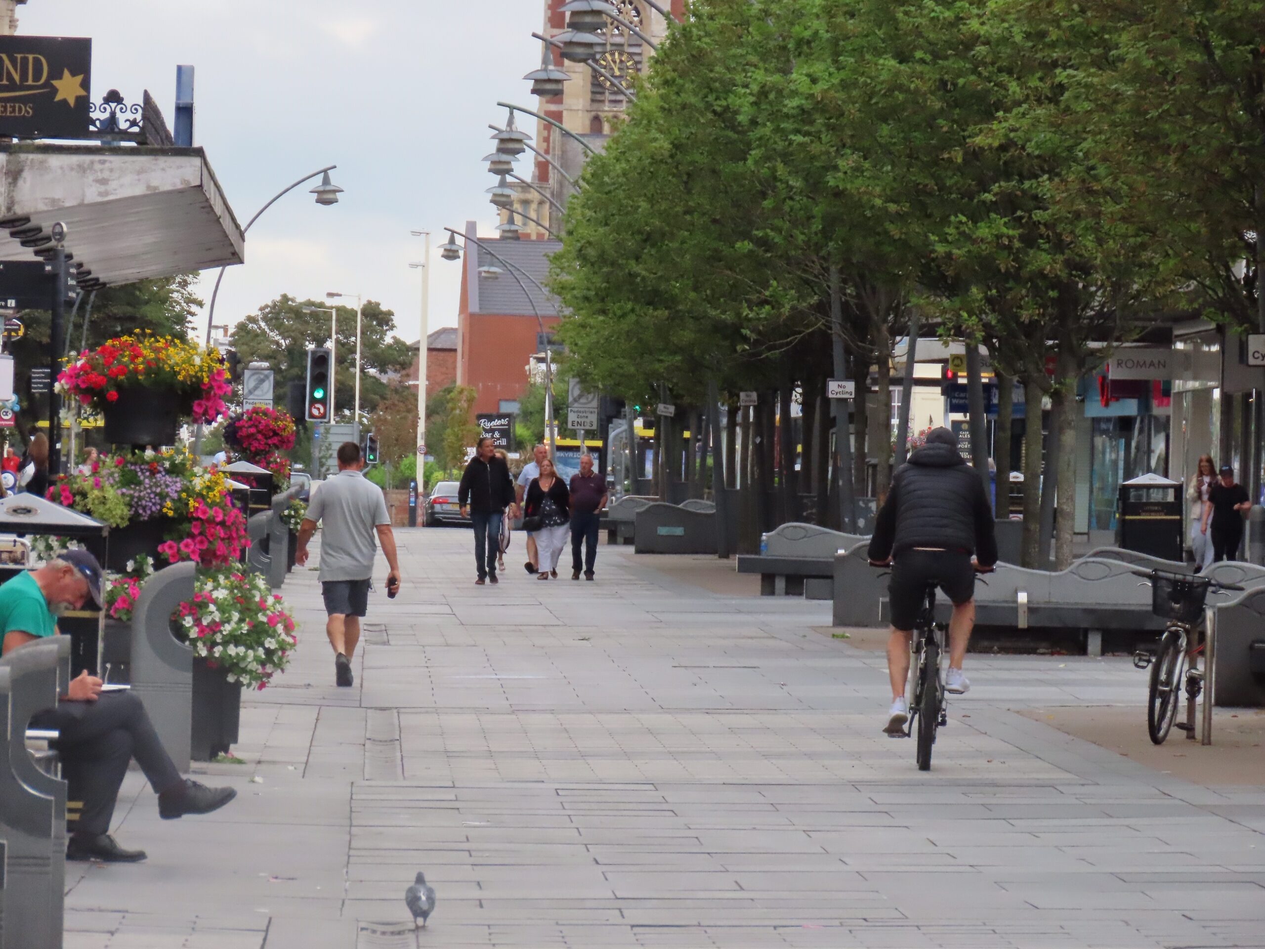Cycling on Chapel Street in Southport town centre. Photo by Andrew Brown Media