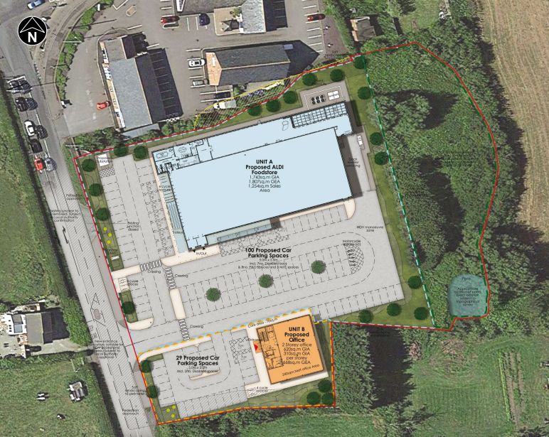 A CGI of the new Aldi supermarket development in Tarleton