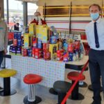 Staff at McDonalds at Ocean Plaza in Southport with the Easter eggs they collected for the Sandgrounder Radio appeal