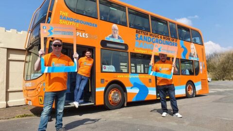 Sandgrounder Shuttle launched with Peoples Bus during sunny weekend at Southport Pleasureland