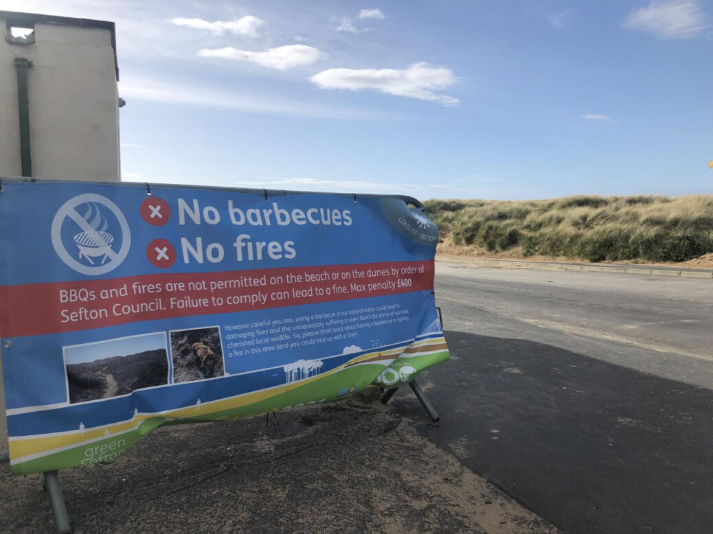 One of Sefton Council's safety banners at Ainsdale Beach in Southport. Photo by Sefton Council