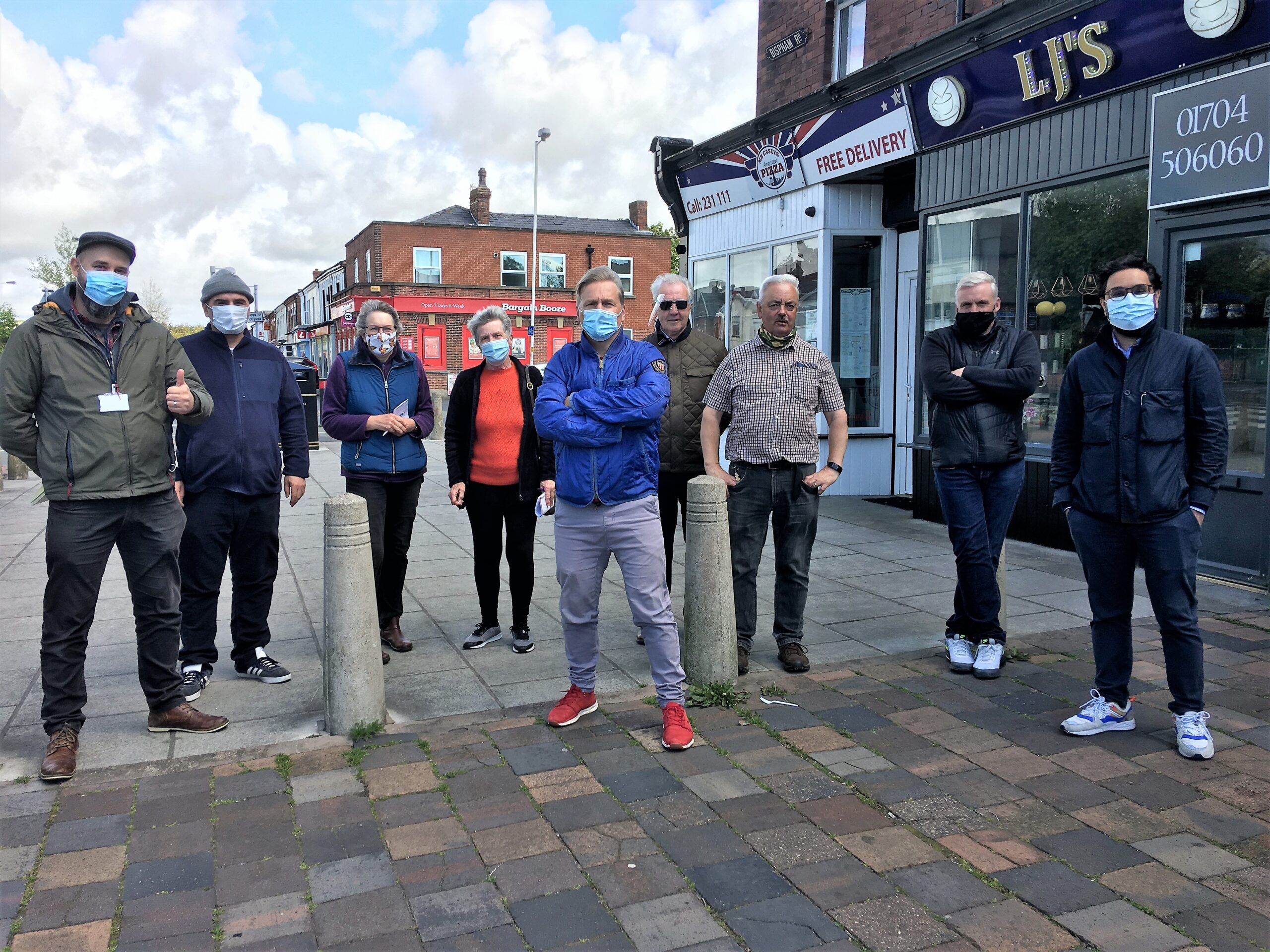 Cllr Greg Myers (centre) with Bispham Road Improvement Group members and Joe McNulty of The High Park Project (Ist left)