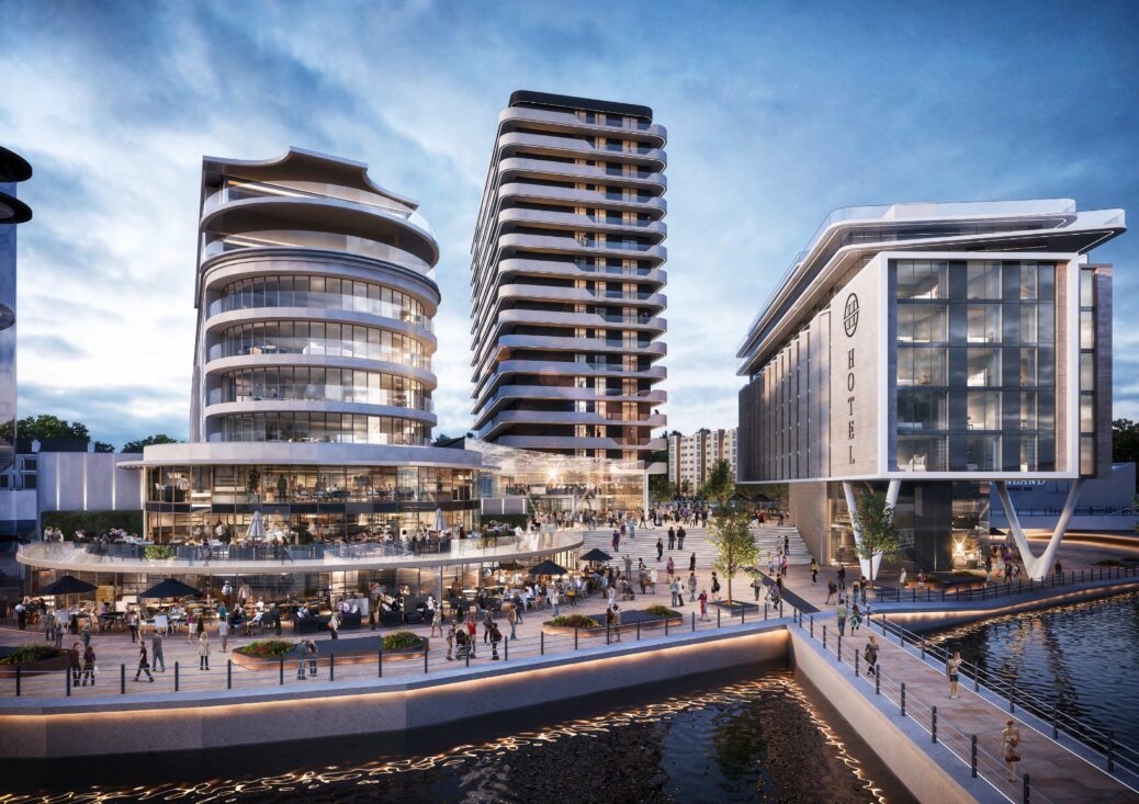 An artist's impression of how the Waterfront area of Southport could look, including Bliss Hotel