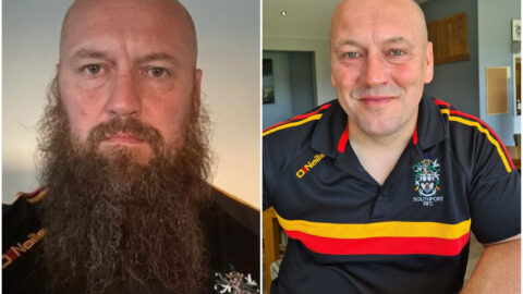 Rugby coach who grew beard for a YEAR during lockdown shaves it off for Queenscourt Hospice