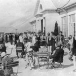 Bathers enjoy a day out at Ainsdale Lido in Southport.