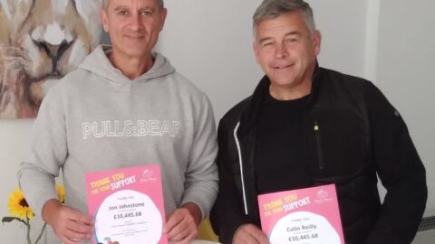 Friends who conquered sandhill 500 times raising £10,000 thanked by Claire House children’s hospice