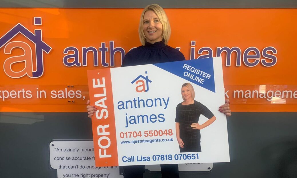 Lisa Roberts is one of the Associate Partners for Anthony James Estate Agents in Southport whose faces feature on their For Sale and Sold boards