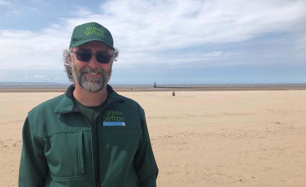 Green Sefton Service Manager Mark Shaw at Crosby Beach