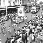 A Viking parade makes its way down Chapel Street in Southport in July 1983