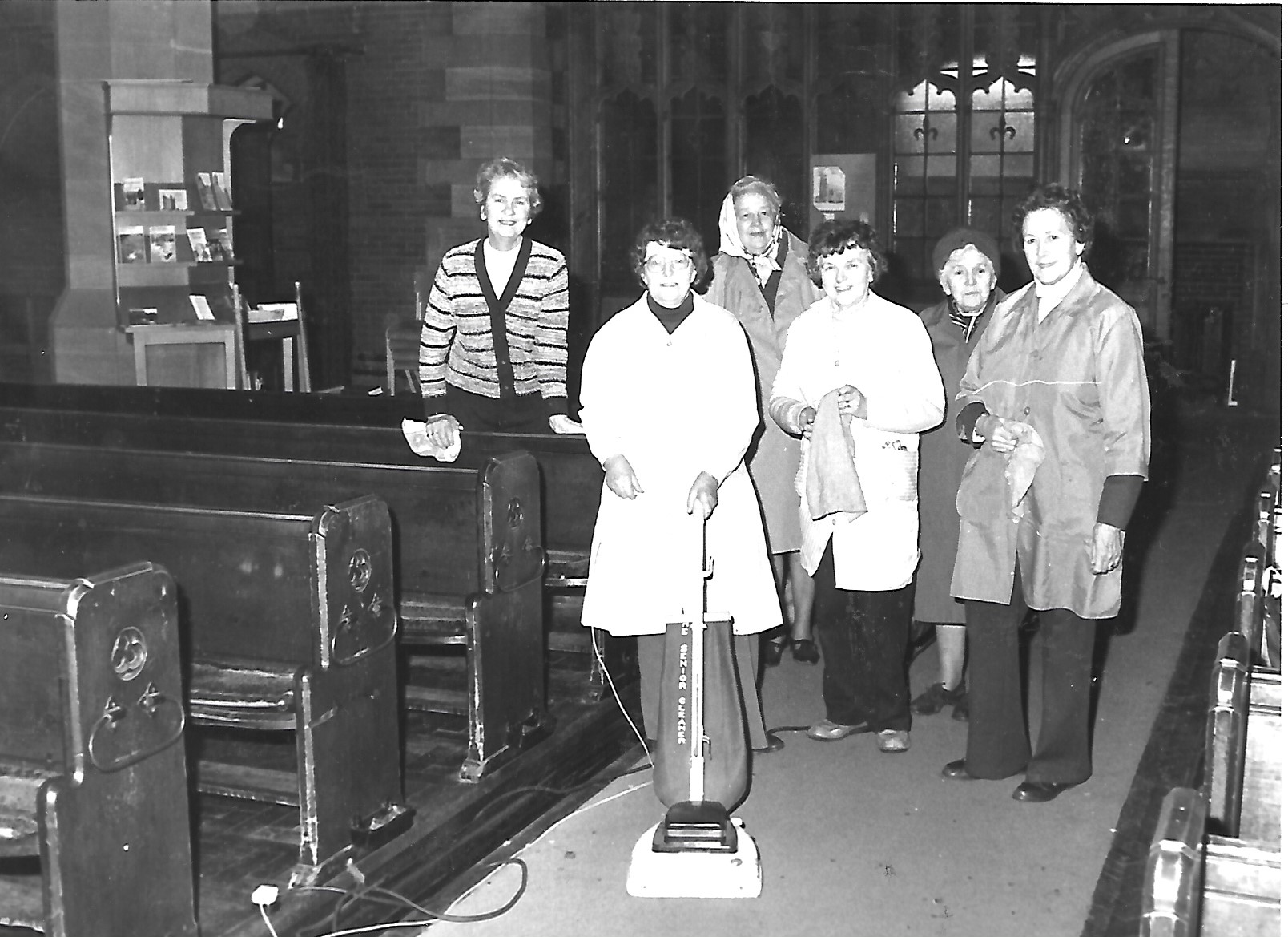 Parishioners at Holy Trinity Church in Southport give the building a good clean ready for Christmas, in December 1983