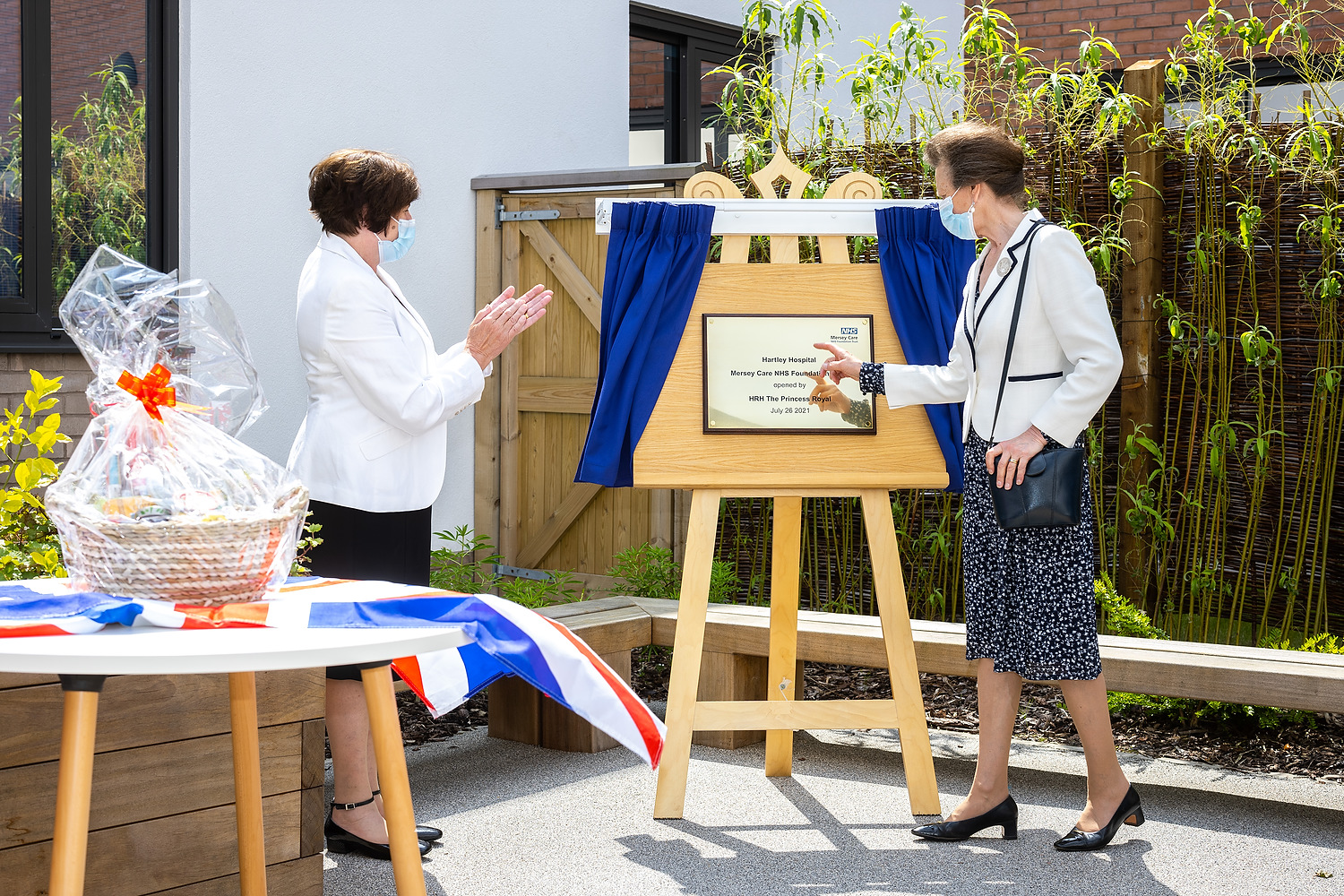HRH The Princess Royal tours and formally opens the newly built mental health facility at Hartley Hospital, accompanied by Mersey Care NHS Trust Chairman Beatrice Fraenkel and Chief Executive Prof Joe Rafferty CBE as they meet clinicians and service users . Photo credit : Joel Goodman