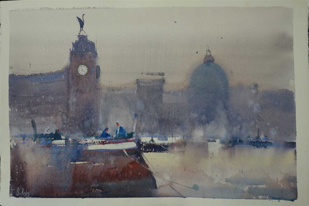 Liverpool Waterfront by Southport watercolour artist, Steve Rigby