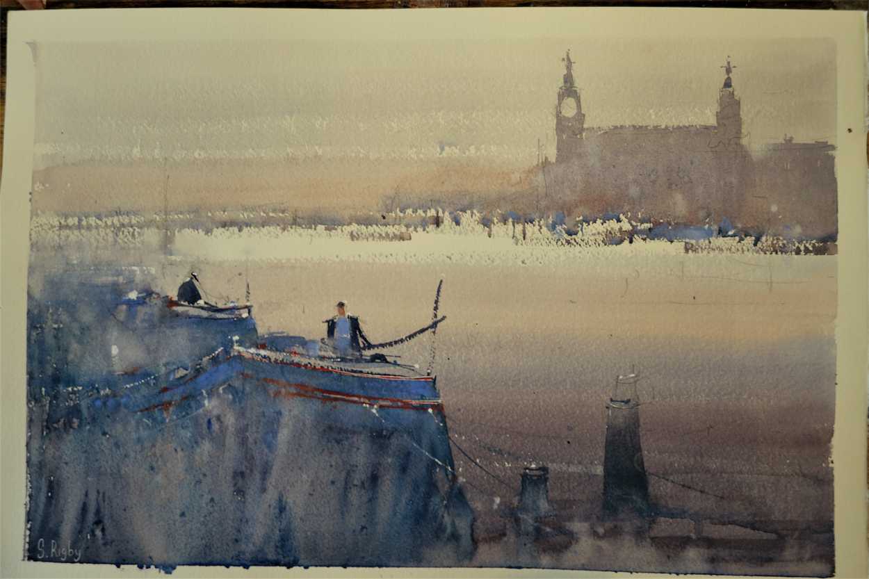 Across The Mersey by Southport watercolour artist Steve Rigby