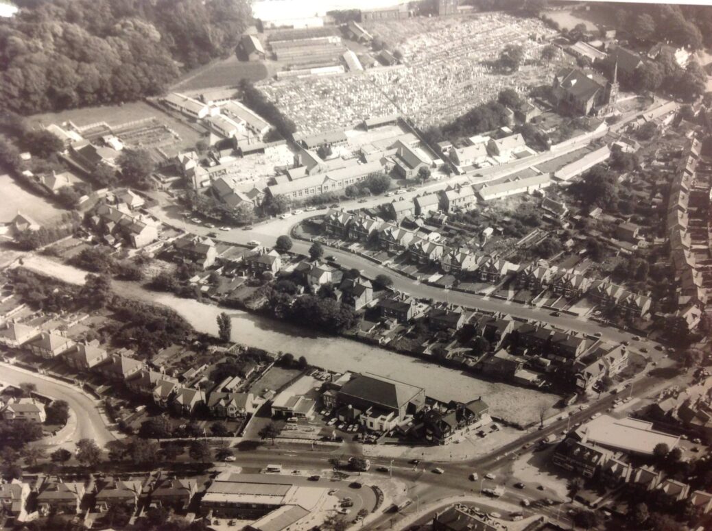 An aerial photo of Churchtown in Southport in the 1960s