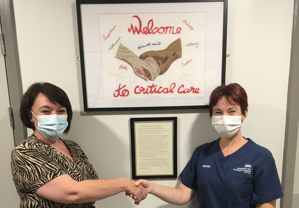 The Critical Care Unit at Southport Hospital has received a beautiful piece of artwork created by local artist Mandy Bevington (left) which was commissioned by Mel Pinnington, the Clinical Educator in Critical Care at Southport & Ormskirk NHS Hospital Trust (right)